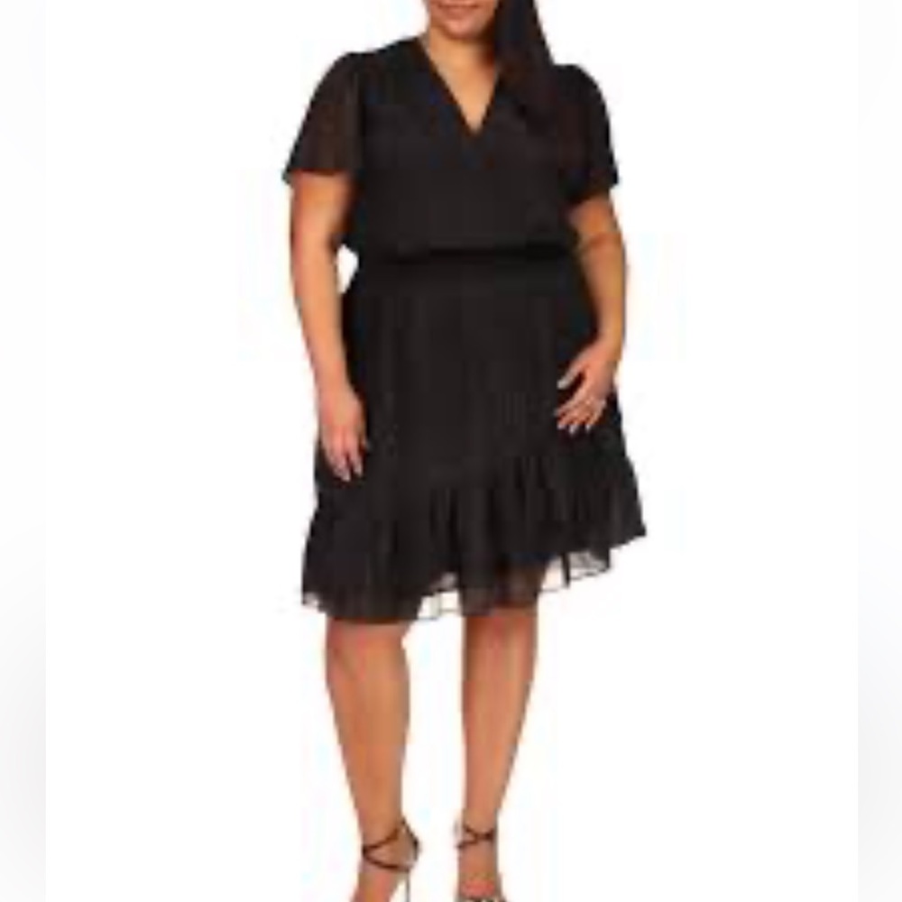 Michael Kors dress black with metallic silver thread 1x